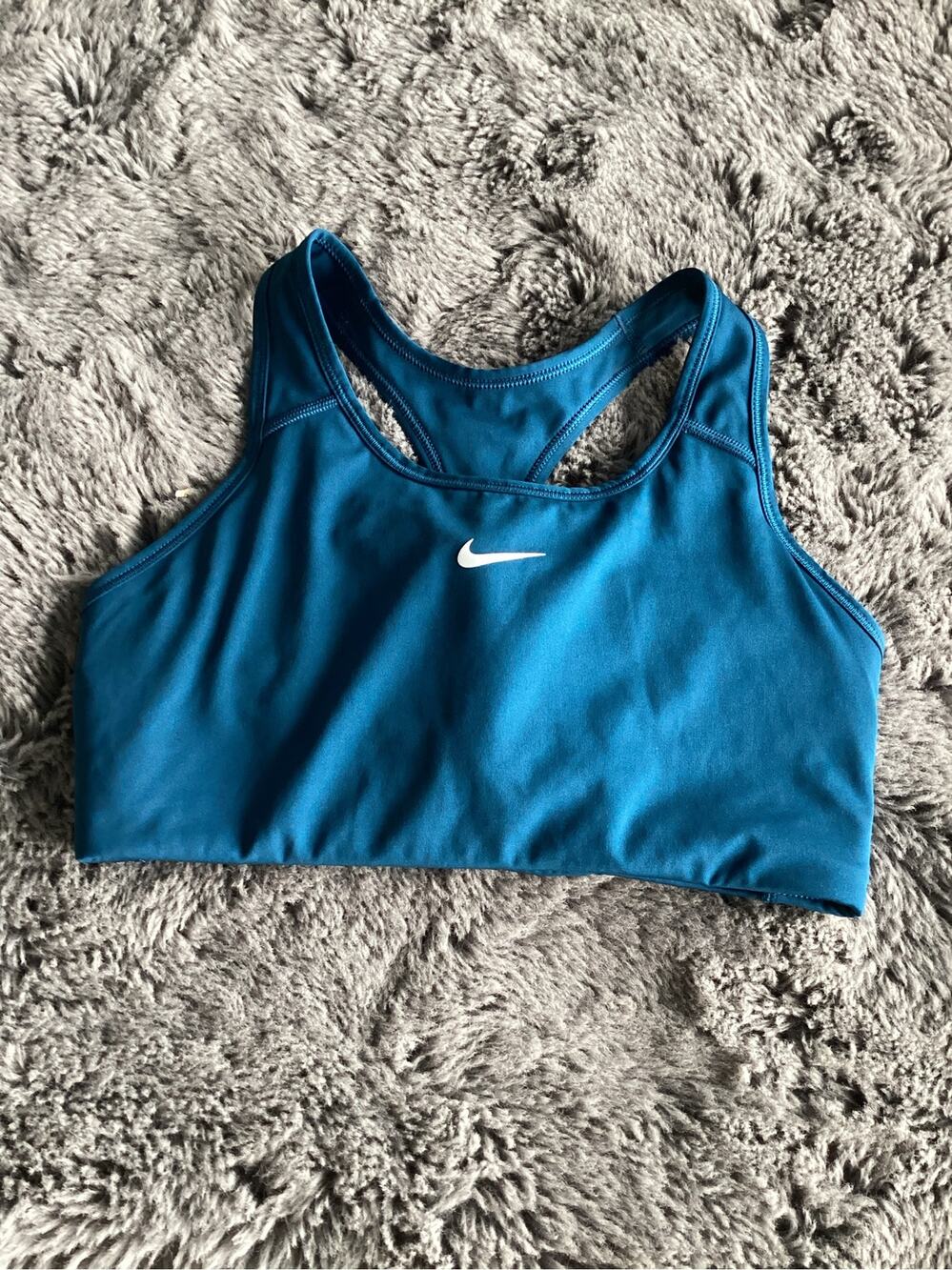 Nike Padded Swoosh Medium-Support Sports Bra Women's Athletic Blue Size Medium